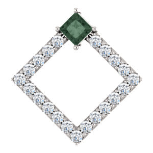 14K White Chatham® Created Alexandrite & 3/8 CTW Diamond Pendant - Siddiqui Jewelers