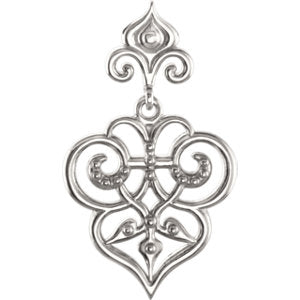 Sterling Silver 27x6 mm Fleur-De-Lis Pendant - Siddiqui Jewelers