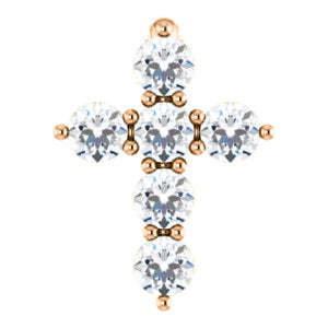 14K Rose 8.7x6.6 mm 1/6 CTW Diamond Cross Pendant - Siddiqui Jewelers