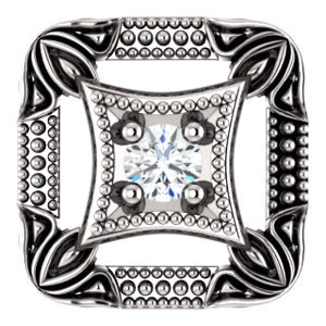 14K White .04 CT Diamond Vintage-Inspired Pendant - Siddiqui Jewelers