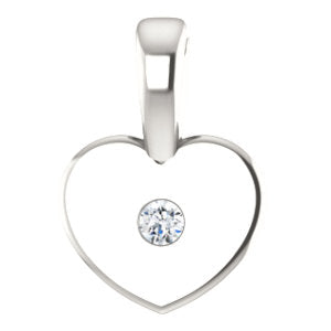 Sterling Silver .01 CT Diamond Youth Heart Pendant - Siddiqui Jewelers