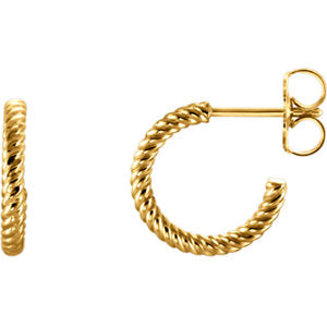 14K Yellow 12x1.7 mm Rope Hoop Earrings - Siddiqui Jewelers