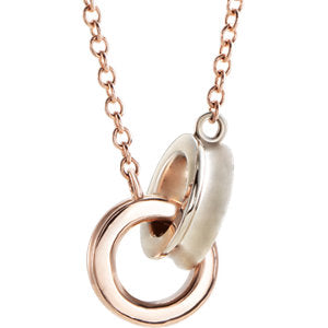 14K Rose Interlocking Rings 16" Necklace - Siddiqui Jewelers