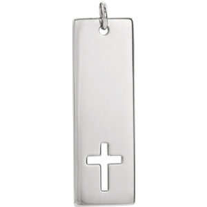 14K White Pierced Cross Pendant - Siddiqui Jewelers