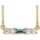 14K Yellow Aquamarine & 1/5 CTW Diamond 16" Necklace - Siddiqui Jewelers