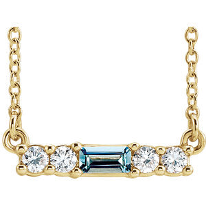 14K Yellow Aquamarine & 1/5 CTW Diamond 16" Necklace - Siddiqui Jewelers
