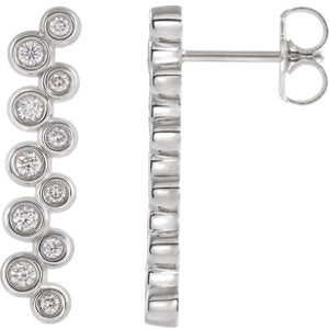 14K White 1/3 CTW Diamond Bezel-Set Bar Earrings - Siddiqui Jewelers