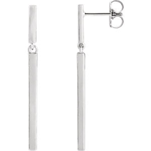 14K White 25.9x1.8 mm Articulated Bar Earrings - Siddiqui Jewelers