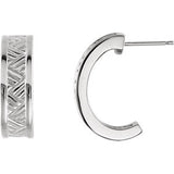 14K White 19.5x6 mm Patterned Hoop Earring - Siddiqui Jewelers