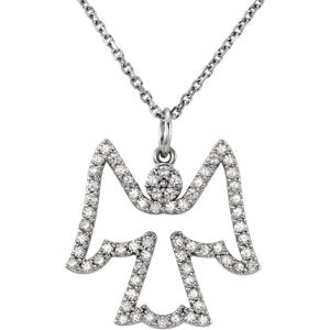 14K White 1/3 CTW Diamond Angel 16" Necklace - Siddiqui Jewelers