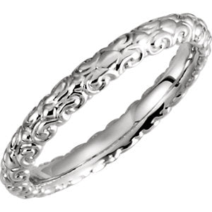 18K White 2.9 mm Sculptural-Inspired Band Size 8 - Siddiqui Jewelers