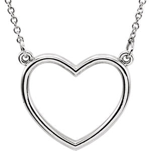 14K White 15.75x17 mm Heart 16" Necklace - Siddiqui Jewelers