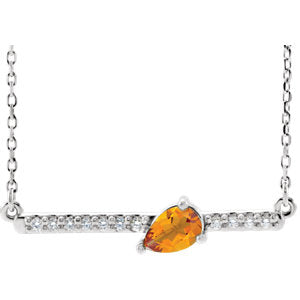 14K White Citrine & 1/10 CTW Diamond 16" Necklace - Siddiqui Jewelers