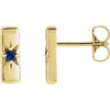 14K Yellow Blue Sapphire Starburst Bar Earrings - Siddiqui Jewelers