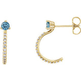 14K Yellow Aquamarine & 1/6 CTW Diamond J-Hoop Earring - Siddiqui Jewelers