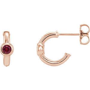 14K Rose Ruby J-Hoop Earrings - Siddiqui Jewelers