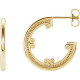 14K Yellow 20 mm Vintage-Inspired Hoop Earrings - Siddiqui Jewelers