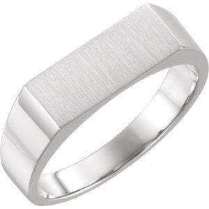 10K White 15x6 mm Rectangle Signet Ring - Siddiqui Jewelers