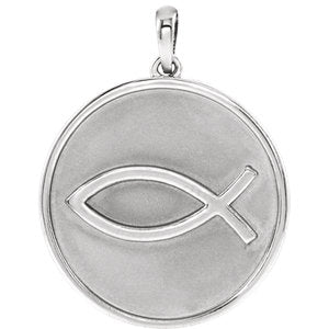 Sterling Silver 20.3x18.4 mm Ichthus (Fish) Pendant - Siddiqui Jewelers