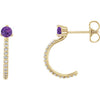 14K Yellow Amethyst & 1/6 CTW Diamond J-Hoop Earrings - Siddiqui Jewelers