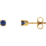 14K Yellow 3 mm Round Blue Sapphire Youth Birthstone Earrings - Siddiqui Jewelers