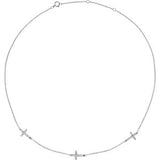 14K White 1/4 CTW Diamond 3-Station Cross Adjustable 16-18” Necklace - Siddiqui Jewelers