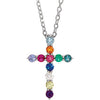 14K White 14.6x10.5 mm .03 CT Multi-Stone Cross 16-18" Necklace - Siddiqui Jewelers