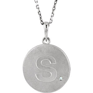 Sterling Silver .005 CTW Diamond Initial S 18" Necklace - Siddiqui Jewelers