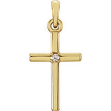 14K Yellow 19.2x9 mm .01 CTW Diamond Cross Pendant - Siddiqui Jewelers