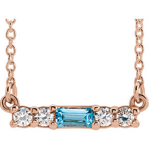 14K Rose Blue Zircon & 1/5 CTW Diamond 16" Necklace - Siddiqui Jewelers