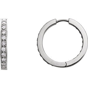 14K White 1 CTW Diamond Inside-Outside Hoop Earring - Siddiqui Jewelers