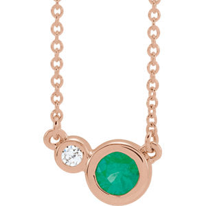 14K Rose Emerald & .02 CTW Diamond 18" Necklace - Siddiqui Jewelers
