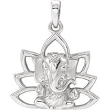 14K White 19.3x15.7 mm Ganesha Pendant - Siddiqui Jewelers