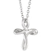 14K White 13.35x10.42 mm Youth Cross 16-18" Necklace - Siddiqui Jewelers