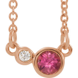 14K Rose Pink Tourmaline & .02 CTW Diamond 18" Necklace - Siddiqui Jewelers