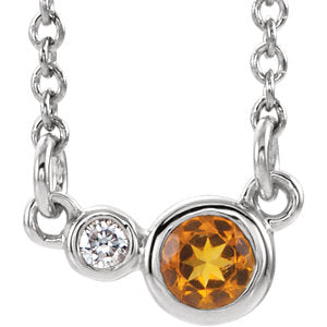 Sterling Silver Citrine & .02 CTW Diamond 18" Necklace - Siddiqui Jewelers