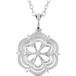 Sterling Silver .08 CTW Diamond 18" Necklace - Siddiqui Jewelers