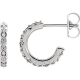 14K White .04 CTW Diamond Vintage-Inspired J-Hoop Earrings - Siddiqui Jewelers