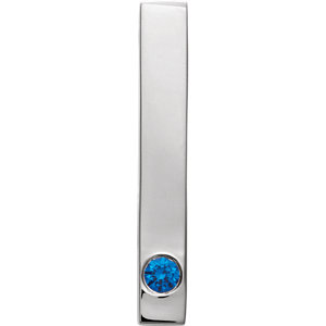 Sterling Silver Blue Sapphire Family Engravable Bar Slide Pendant - Siddiqui Jewelers