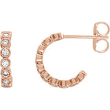 14K Rose 3/8 CTW Diamond Bezel-Set J-Hoop Earrings - Siddiqui Jewelers