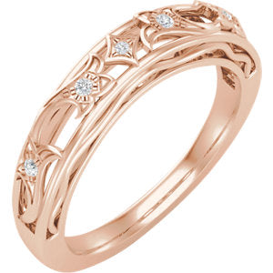 14K Rose .05 CTW Diamond Matching Band for 5.8 mm Round Engagement - Siddiqui Jewelers