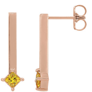 14K Rose Sapphire Bar Drop Earrings - Siddiqui Jewelers