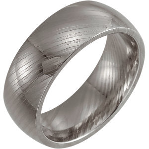 Damascus Steel 8 mm Patterned Band Size 9.5 - Siddiqui Jewelers