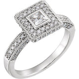 14K White 7/8 CTW Diamond Halo-Style Engagement Ring - Siddiqui Jewelers