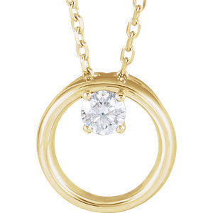 14K Yellow 1/10 CTW Diamond Circle 16-18" Necklace - Siddiqui Jewelers