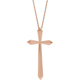 14K Rose 38x18.5 mm Elongated Cross 20" Necklace - Siddiqui Jewelers