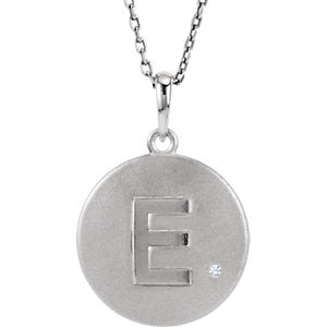 Sterling Silver .005 CTW Diamond Initial E 18" Necklace - Siddiqui Jewelers