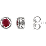 14K White Ruby "July" Birthstone Earrings - Siddiqui Jewelers