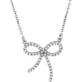 14K White 1/4 CTW Diamond Bow 16" Necklace - Siddiqui Jewelers