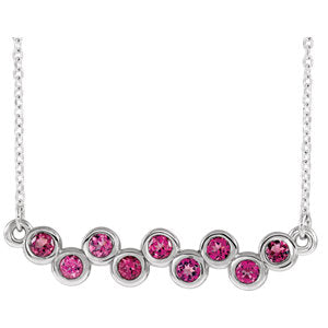 14K White Pink Tourmaline Bezel-Set Bar 16-18" Necklace - Siddiqui Jewelers